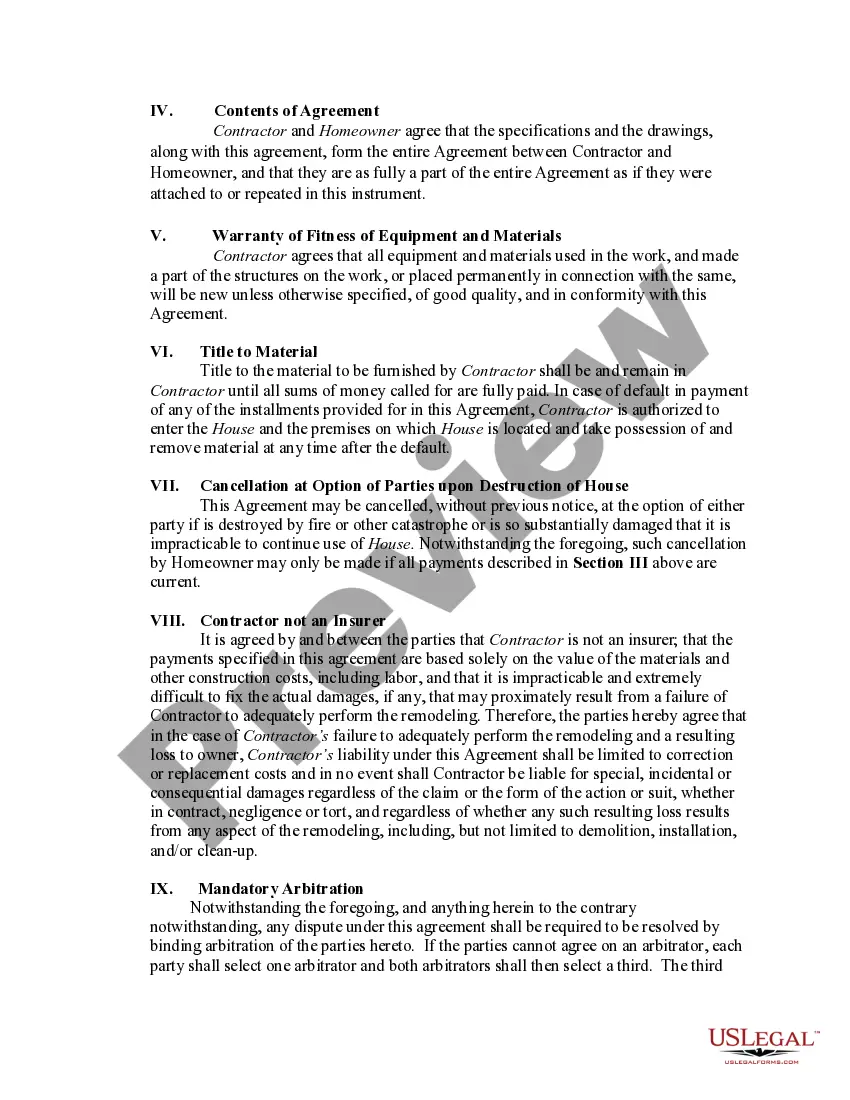 Get Agreement Between Contractor and Owner to Remodel Residential Building Preview Agreement Between Contractor and Owner to Remodel Residential Building