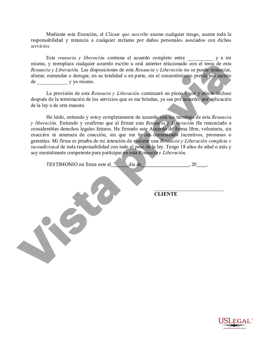 Preview Consentimiento, renuncia y liberación de responsabilidad y asunción de riesgo para el tratamiento de blanqueamiento dental