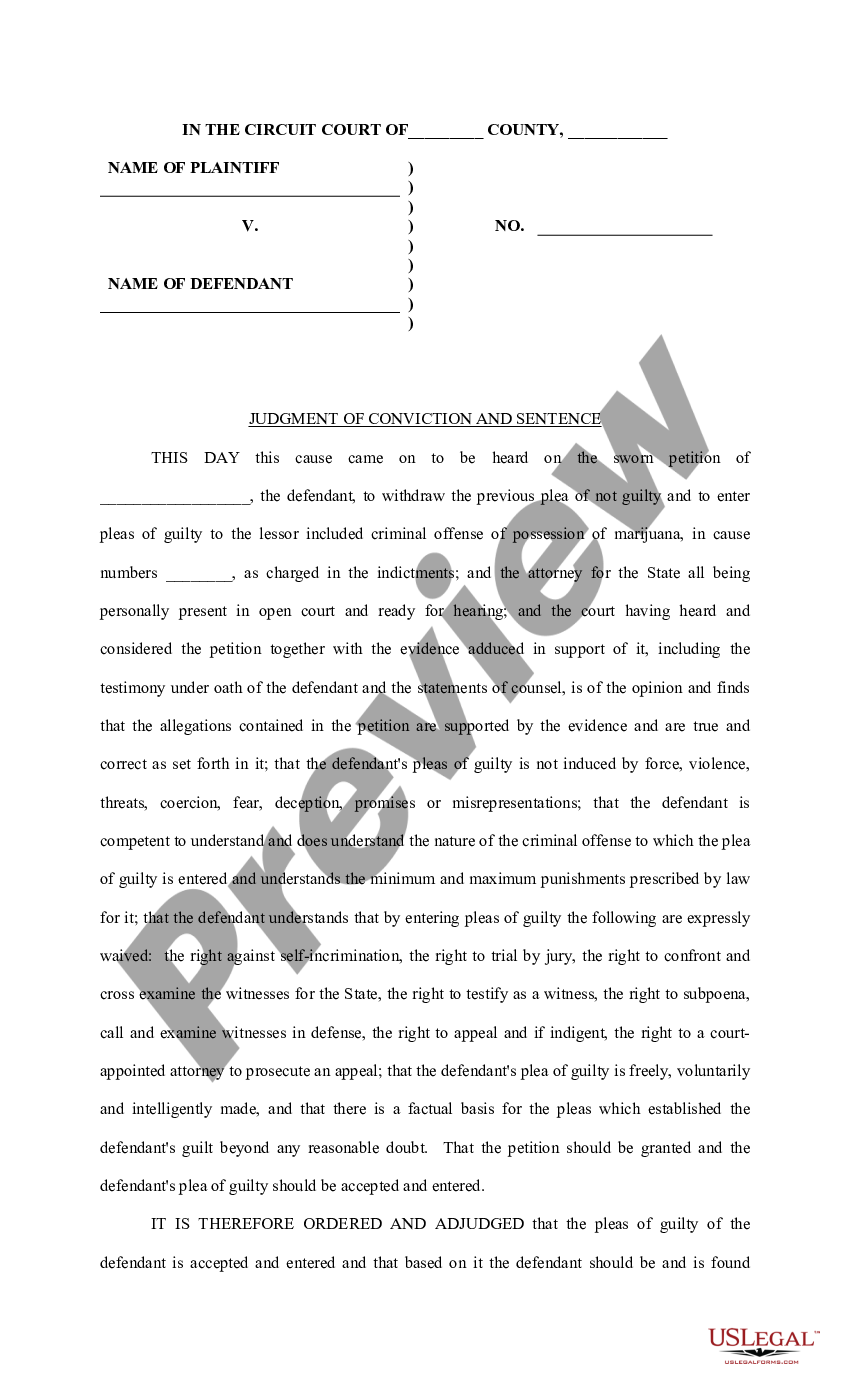 Cook Illinois Judgment of Conviction and Sentence US Legal Forms