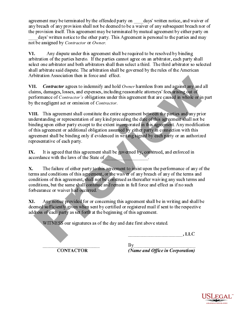 Massachusetts Agreement Between SelfEmployed Independent Contractor