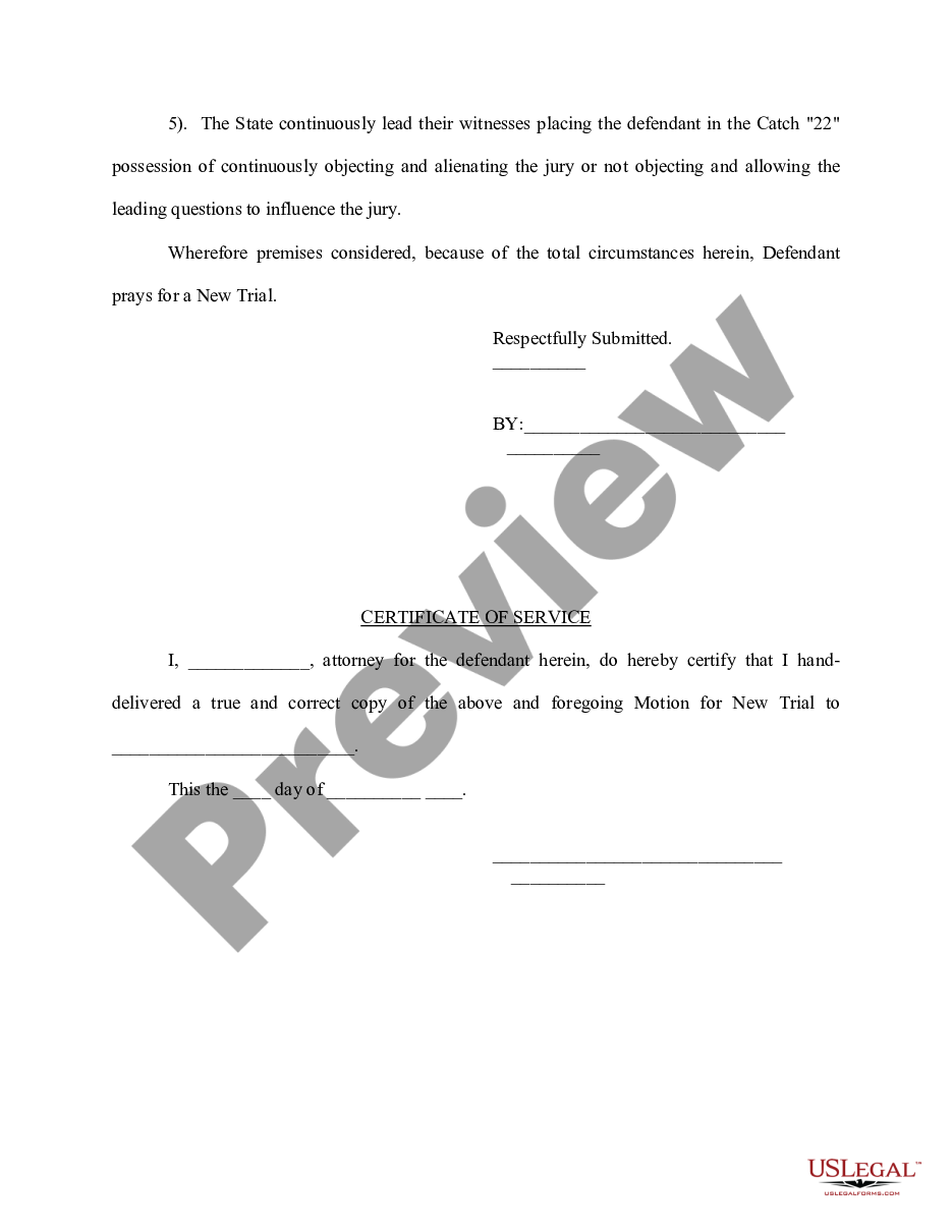 page 1 Motion for New Trial preview