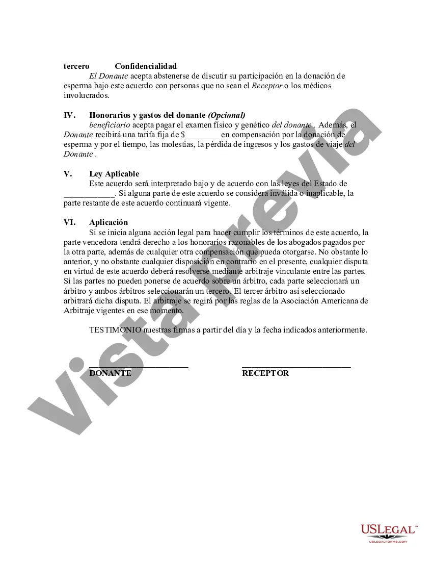 Preview Acuerdo de Inseminación Artificial entre Receptora y Donante