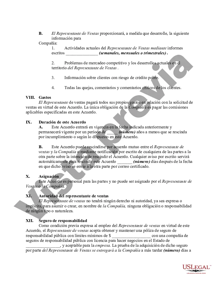 Preview Acuerdo entre un distribuidor y un representante de ventas