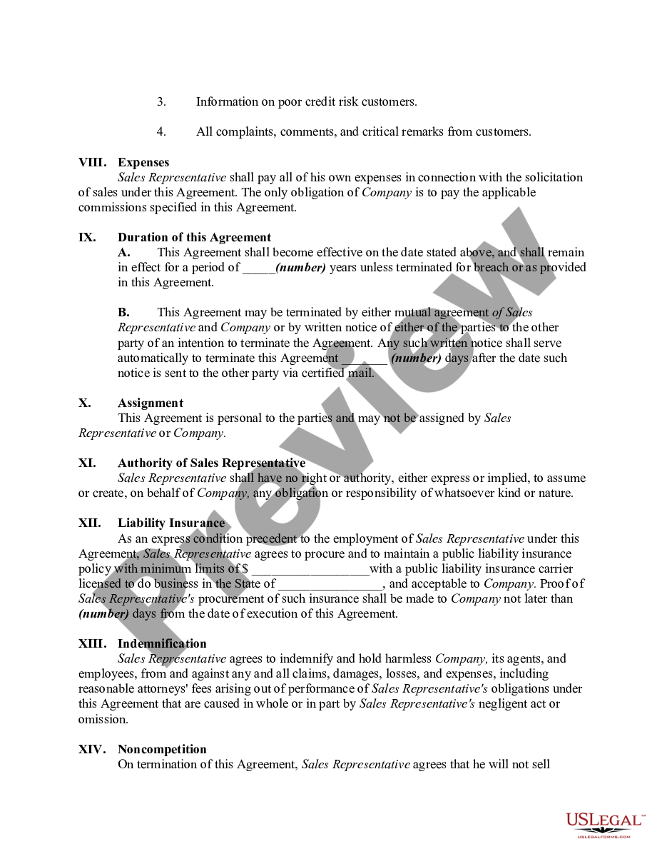 page 2 Agreement between a Distributor and Sales Representative preview