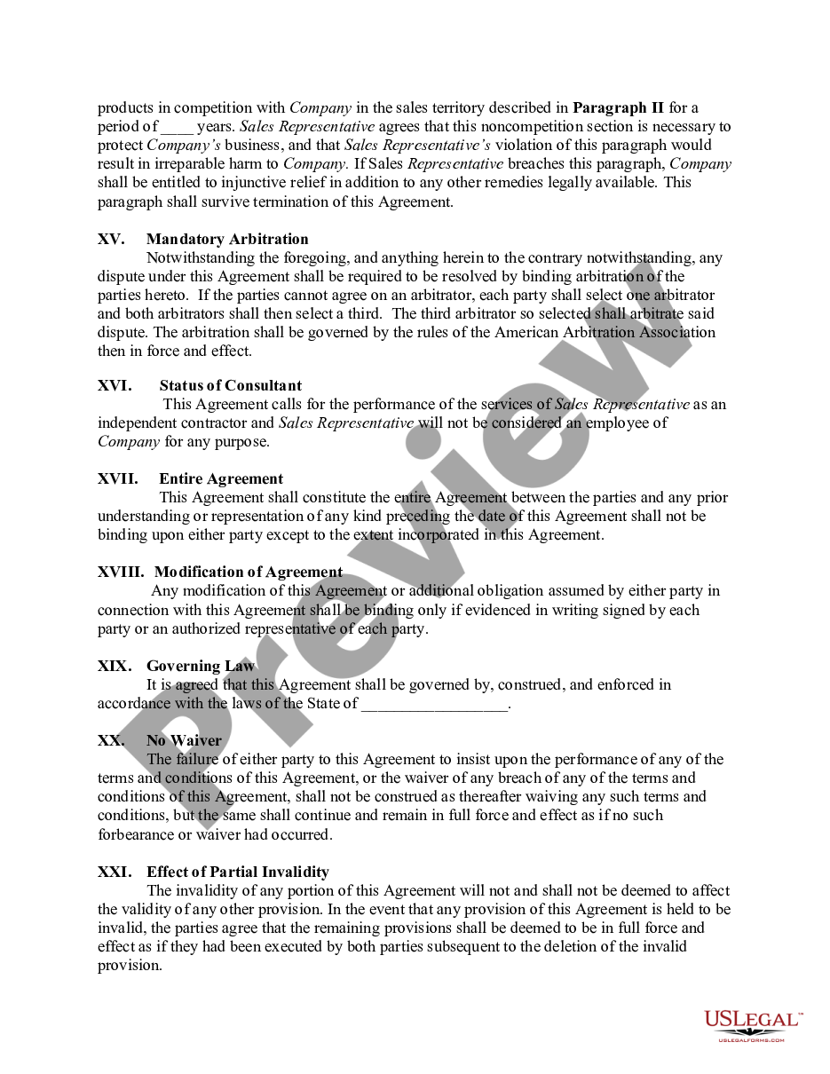 page 3 Agreement between a Distributor and Sales Representative preview