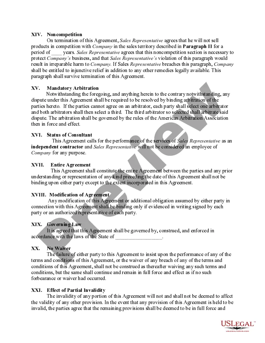 Get Agreement between a Distributor and Sales Representative Preview Agreement between a Distributor and Sales Representative