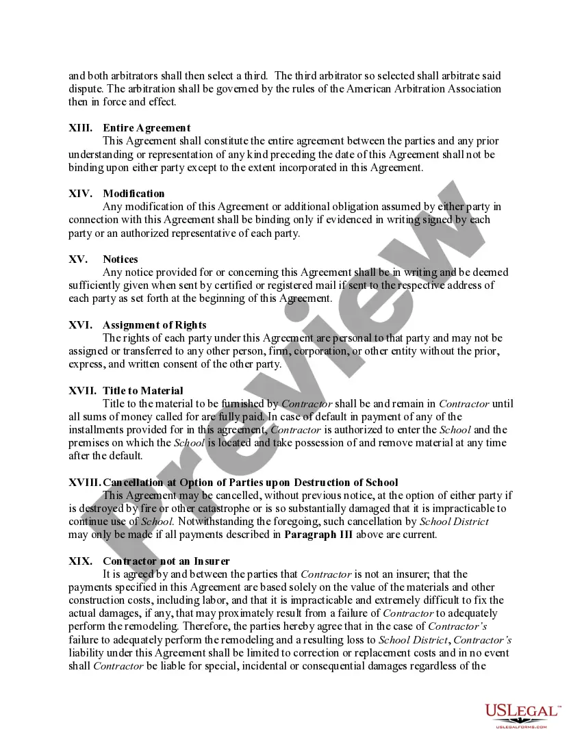 Get Agreement Between Contractor and School District Owner to Remodel School Preview Agreement Between Contractor and School District Owner to Remodel School