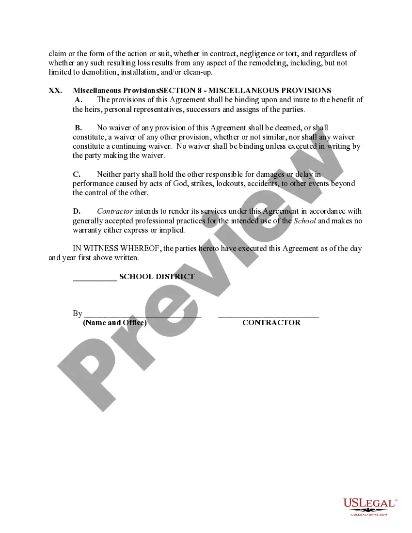 Get Agreement Between Contractor and School District Owner to Remodel School Preview Agreement Between Contractor and School District Owner to Remodel School