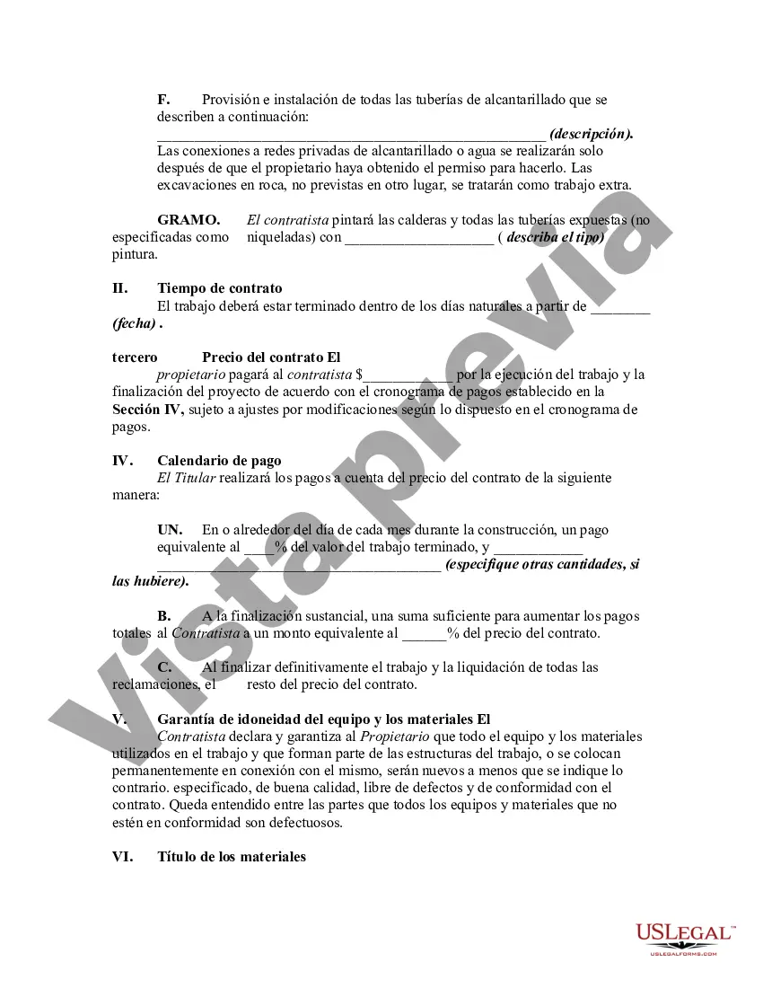Preview Acuerdo con Contratista de Plomería para Instalación y Construcción en Edificio Comercial