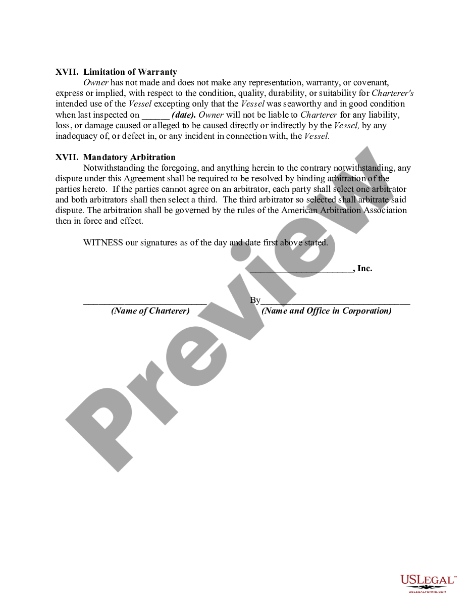 page 3 Charter Agreement for Boat e.g., Sailboat or Motor Yacht preview