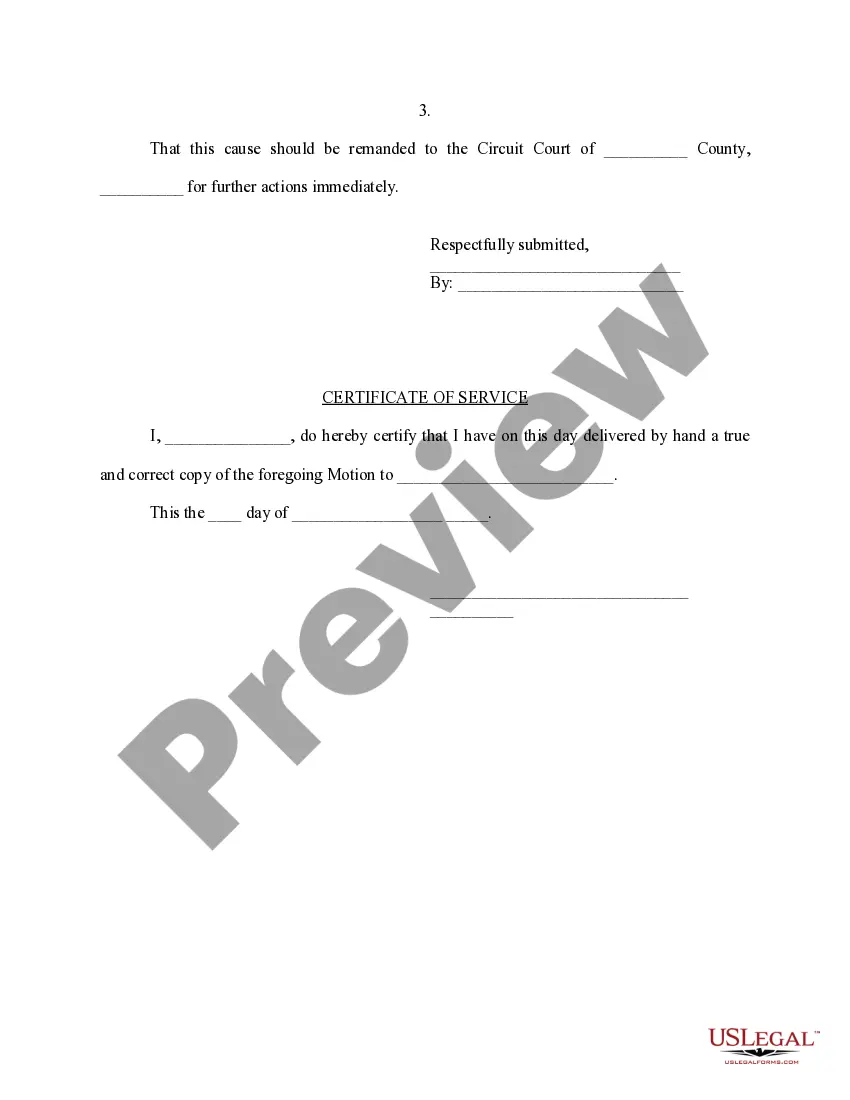 Get Emergency Motion to Remand Cause Preview Emergency Motion to Remand Cause