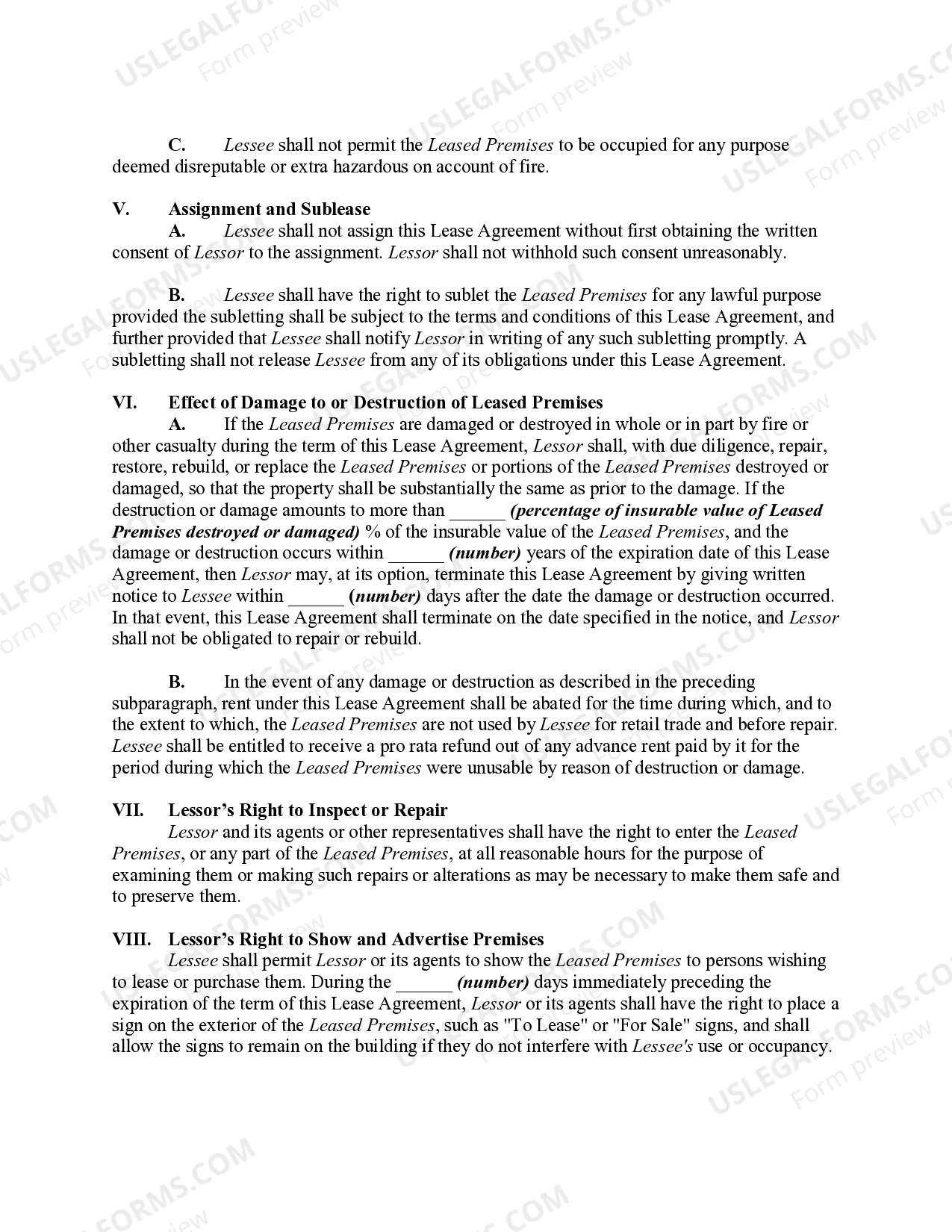 Preview Lease of Supermarket - Real Estate Rental