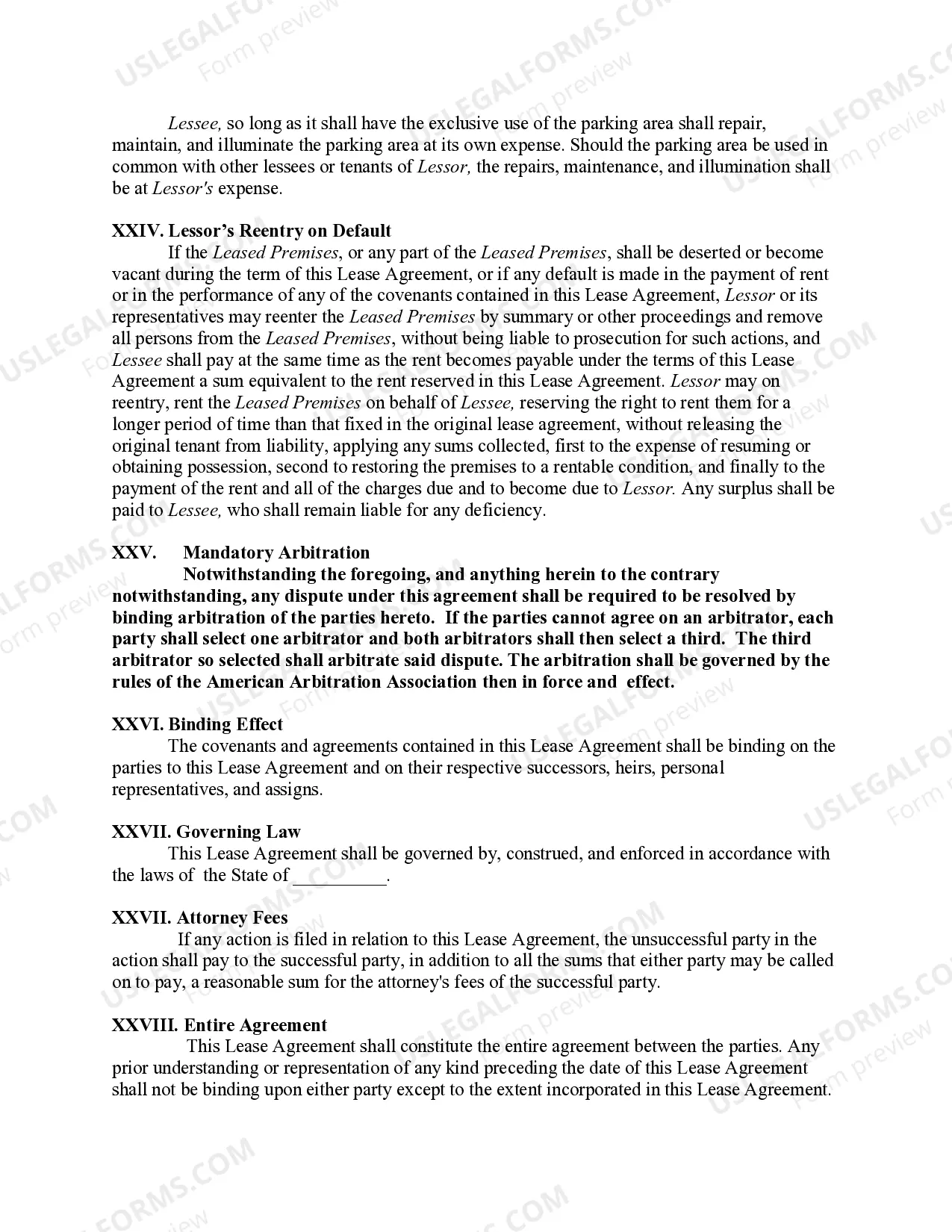 Preview Lease of Supermarket - Real Estate Rental