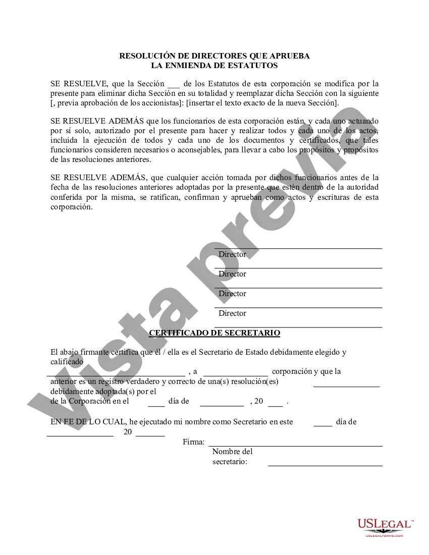 Preview Modificar Estatutos - Directores - Formulario de Resolución Societaria