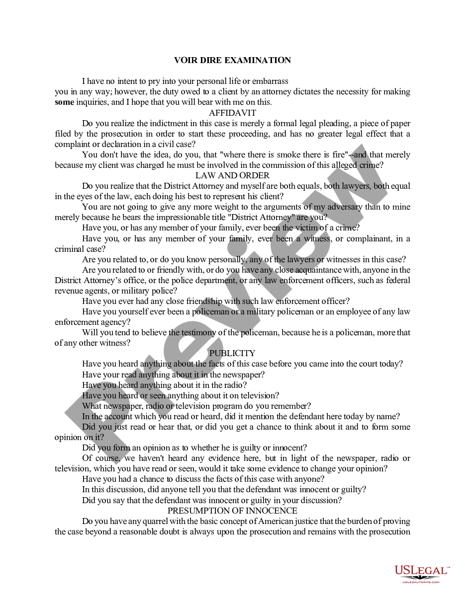 page 0 Voir Dire Examination preview