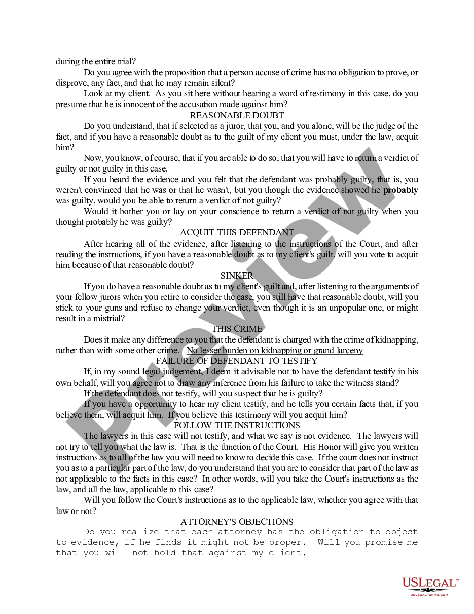 page 1 Voir Dire Examination preview