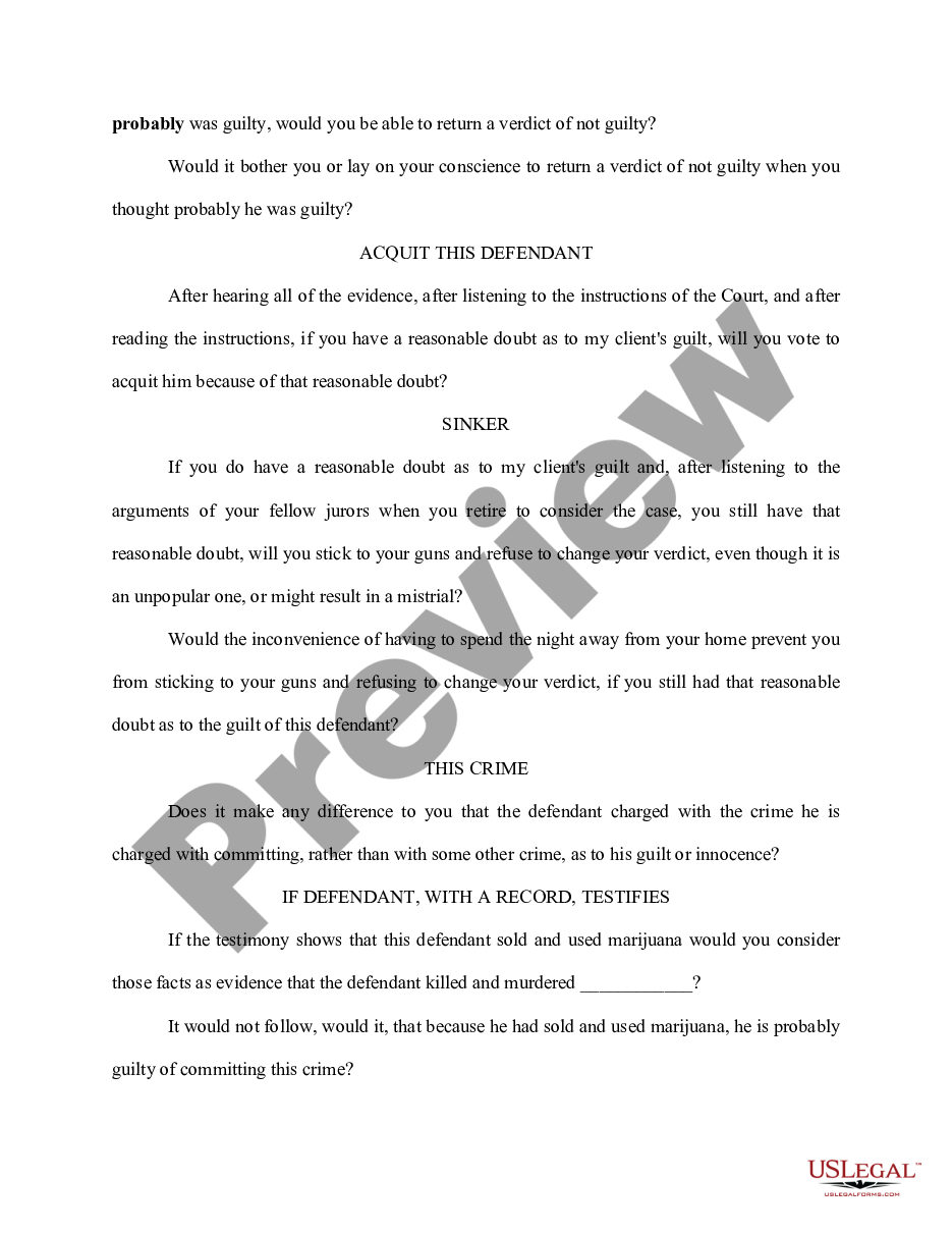 page 3 Sample Questions, Voir Dire Examination preview
