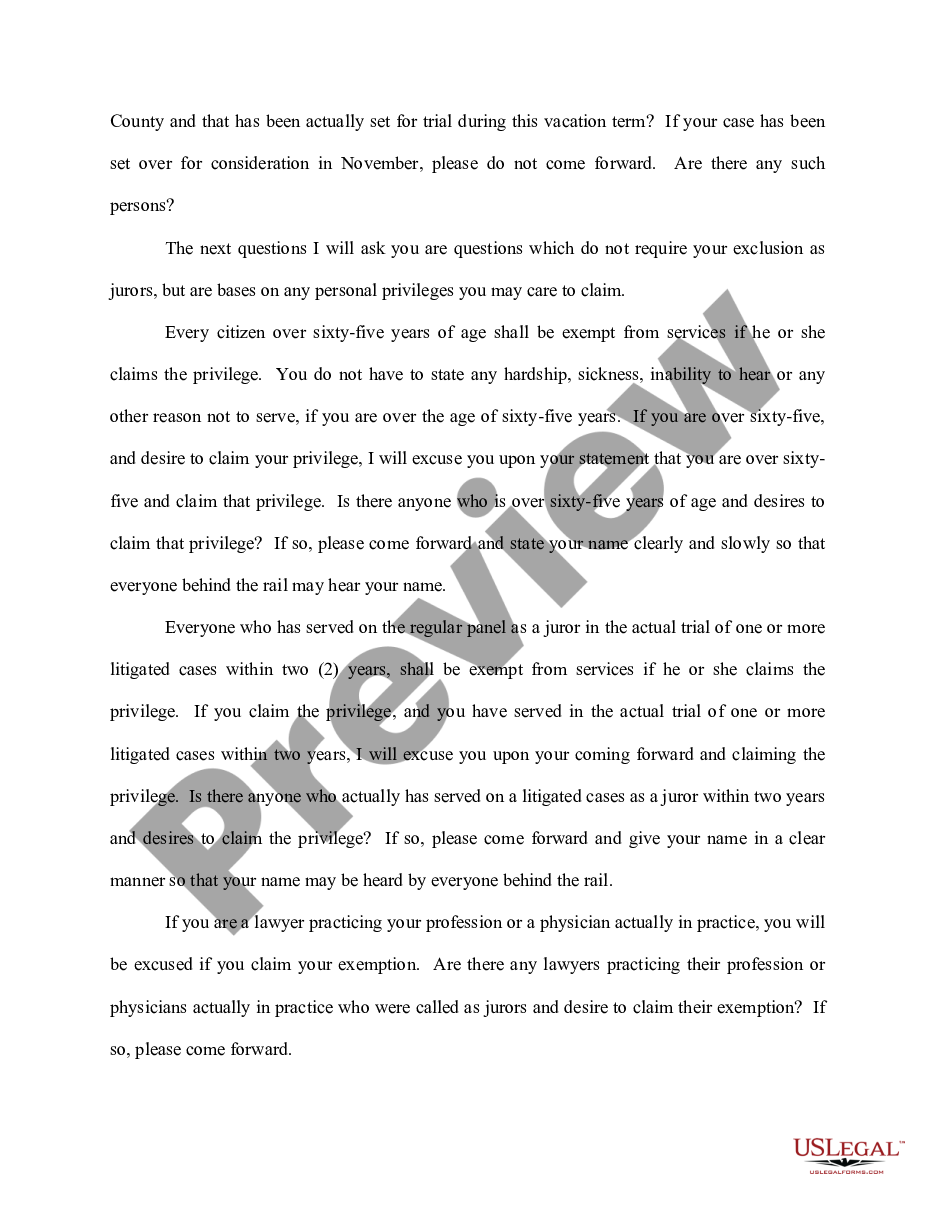 page 8 Sample Questions, Voir Dire Examination preview