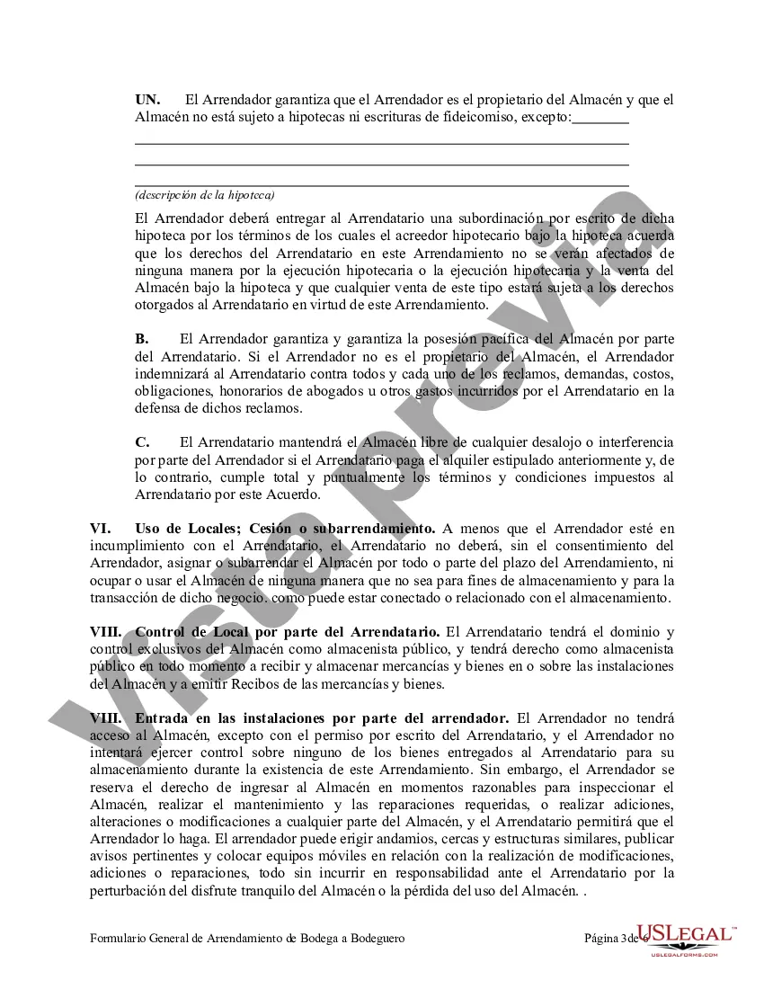 Preview Formulario General de Arrendamiento de Bodega a Bodeguero