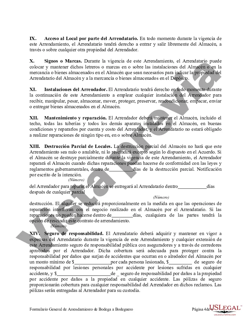 Preview Formulario General de Arrendamiento de Bodega a Bodeguero