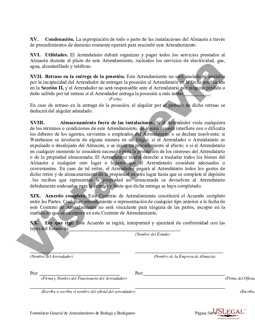 Preview Formulario General de Arrendamiento de Bodega a Bodeguero