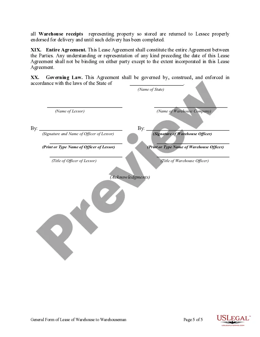 Get General Form of Lease of Warehouse to Warehouseman Preview General Form of Lease of Warehouse to Warehouseman