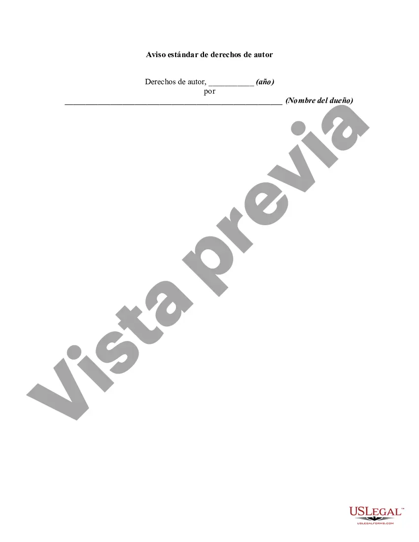 Preview Aviso estándar de derechos de autor