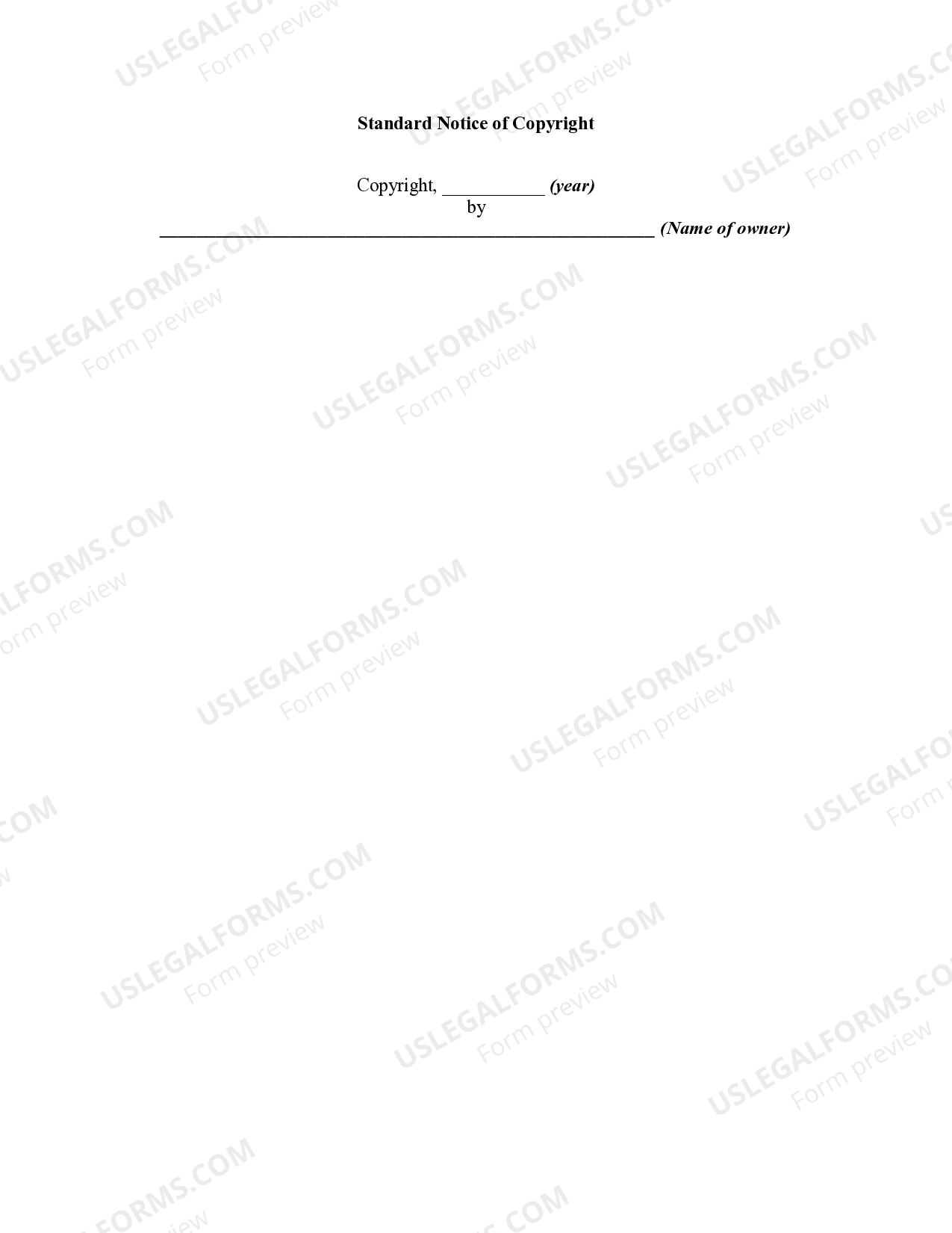 Virginia Standard Notice Of Copyright Notice Copyright US Legal Forms