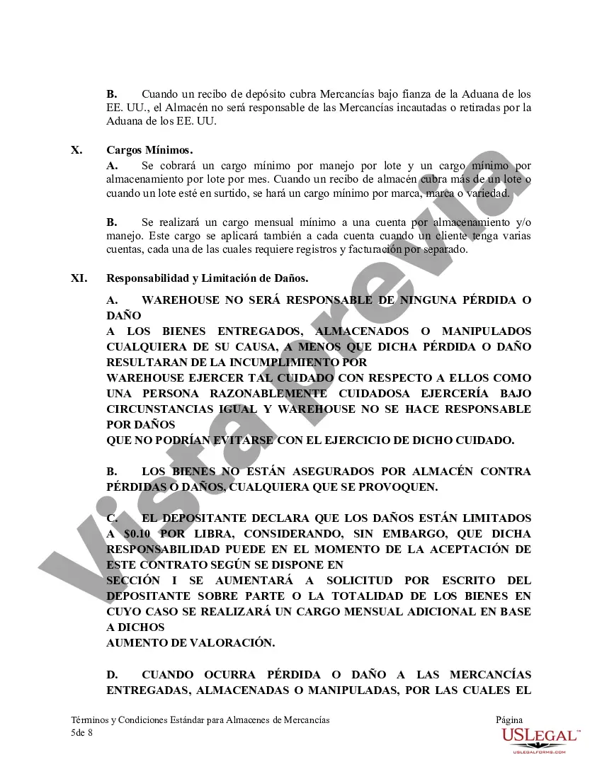 Preview Términos y Condiciones Estándar para Almacenes de Mercancías
