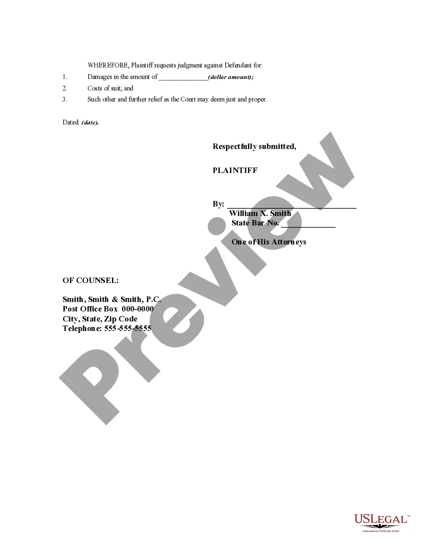 Get Complaint for Loss of Property Left for Repair Preview Complaint for Loss of Property Left for Repair