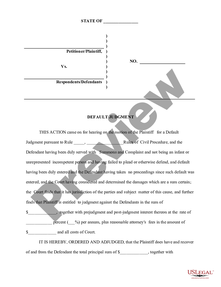 page 6 Application for Entry of Default - Affidavit - Motion - Entry of Default - Default judgment preview
