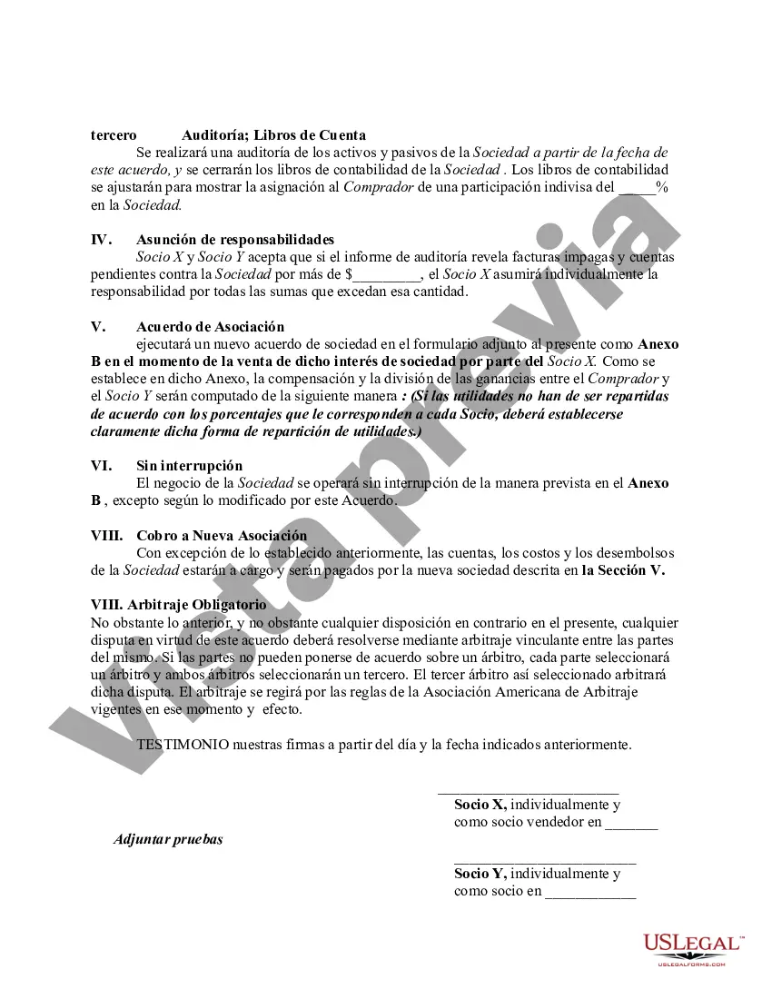 Preview Acuerdo de Cesión y Venta de Participación en la Sociedad y Reorganización con el Comprador como Nuevo Socio, incluida la Cesión