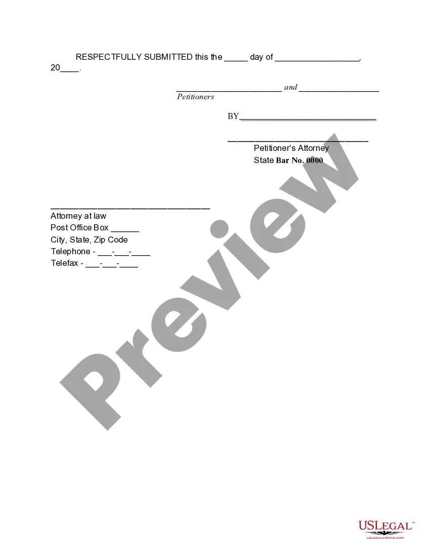 Preview Petition by Stepfather and Natural Mother to Terminate Natural Fathers Parent / Child Relationship for Failure to Support Child - Release of Parental Rights