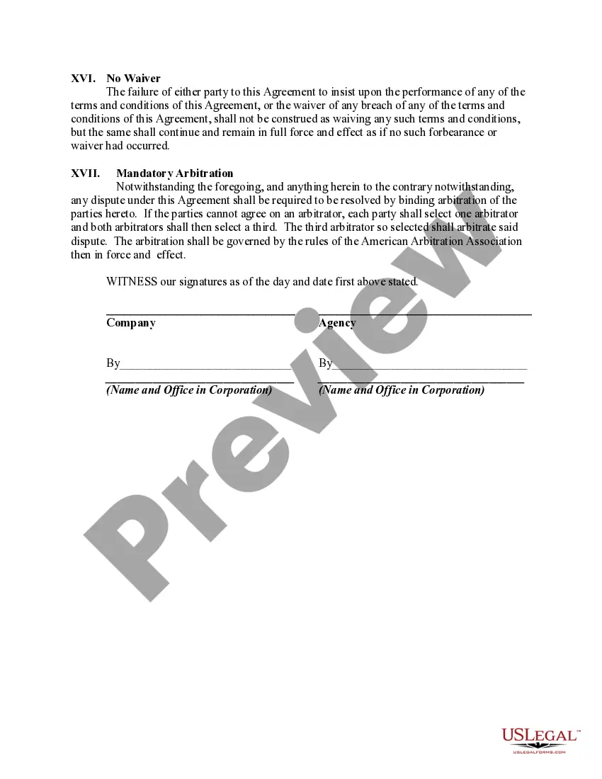 Get Agreement Between Company and Employment or Temporary Employment Agency to Provide Professional or Skilled Worker Services Preview Agreement Between Company and Employment or Temporary Employment Agency to Provide Professional or Skilled Worker Services