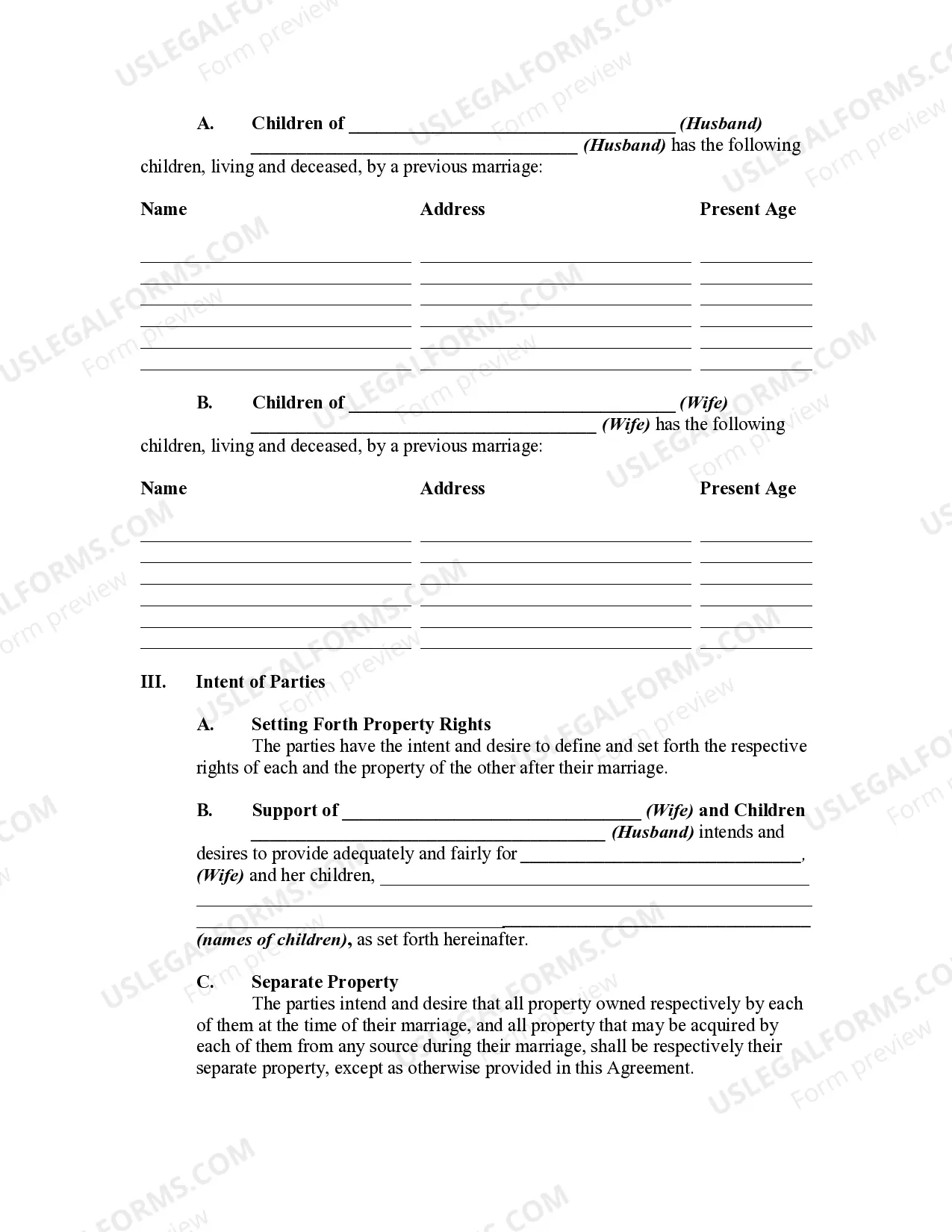 Preview Prenuptial Marital Property Agreement Waiving right to Elect to Take Against the Surviving Spouse - Separate or Community Property