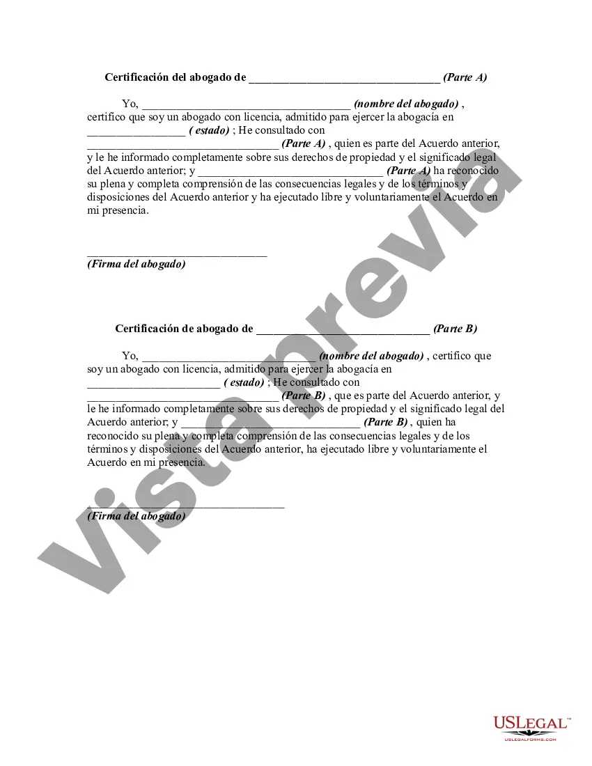 Preview Acuerdo de convivencia entre partes que viven juntas pero permanecen solteras