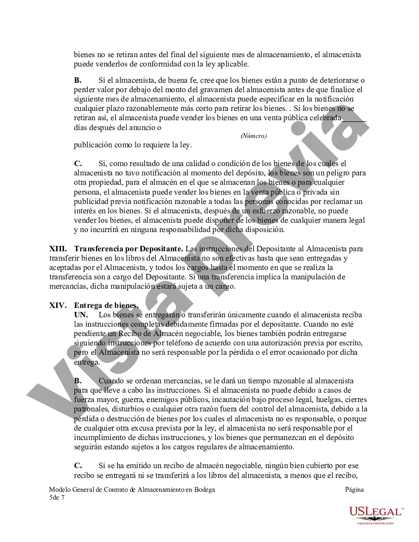 Preview Formulario General de Contrato de Almacenamiento en Bodega