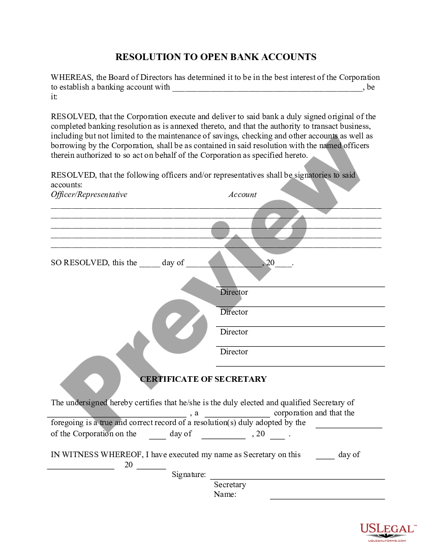 Resolution Selecting Bank for Corporation and Account Signatories ...