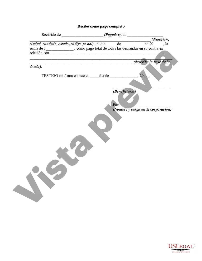 Preview Recibo como pago completo