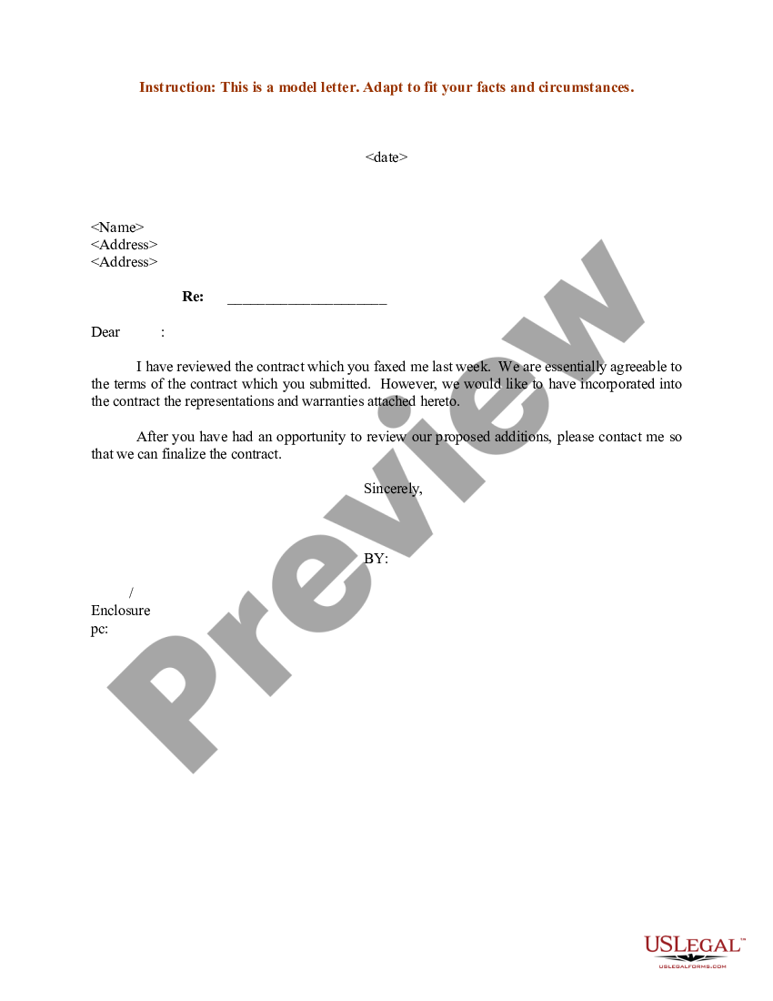 Contract Review Letter With Employee | US Legal Forms