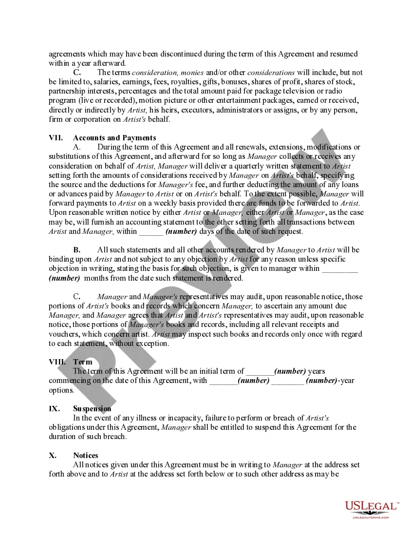 Get Employment Agreement Between Musician and Personal Manager Preview Employment Agreement Between Musician and Personal Manager