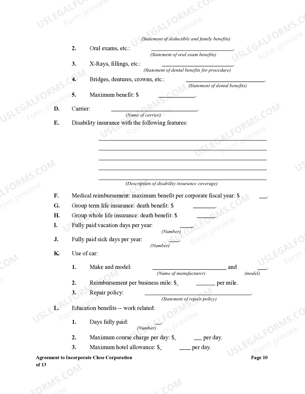 Preview Agreement to Incorporate Close Corporation