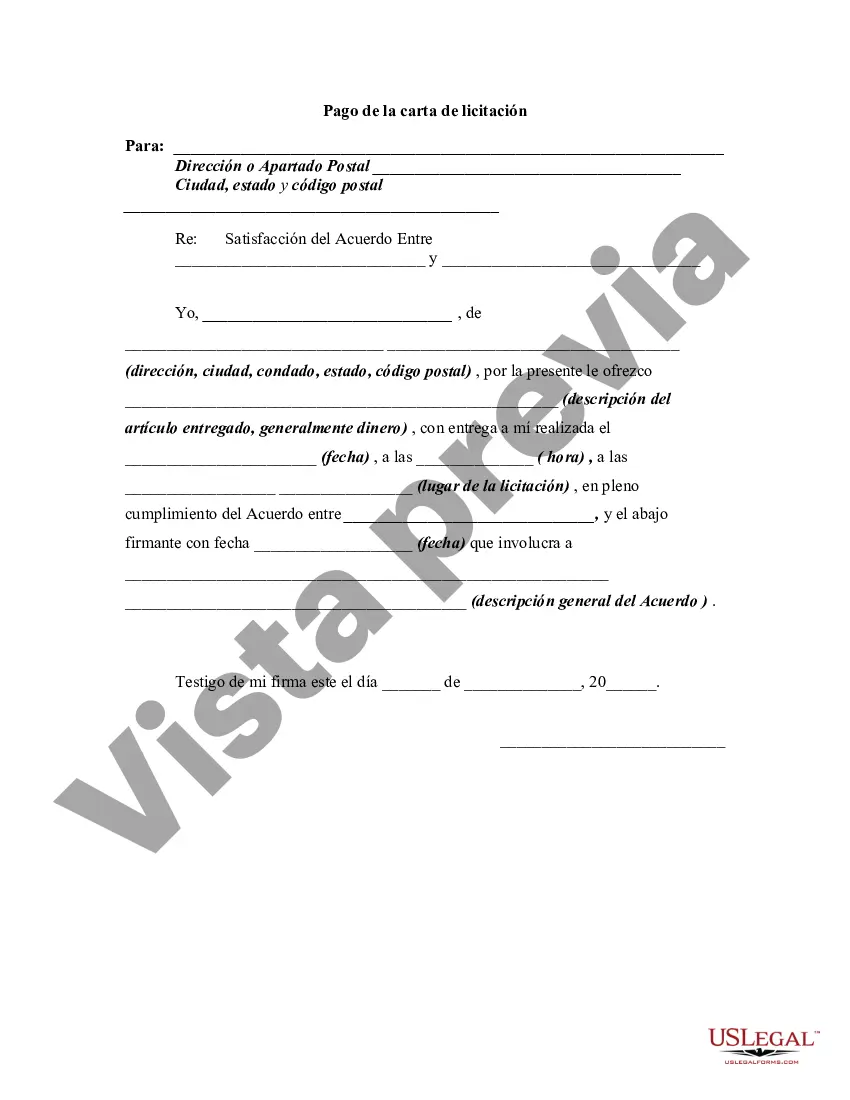 Preview Pago de la carta de licitación