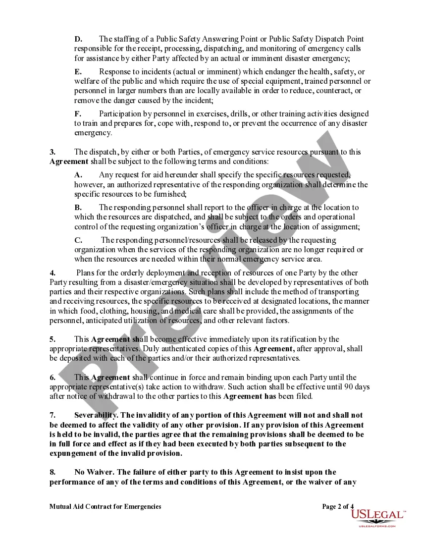 Preview Mutual Aid Contract for Emergencies