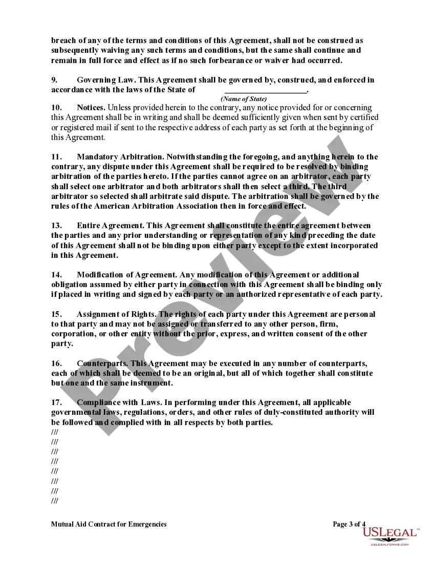 Preview Mutual Aid Contract for Emergencies