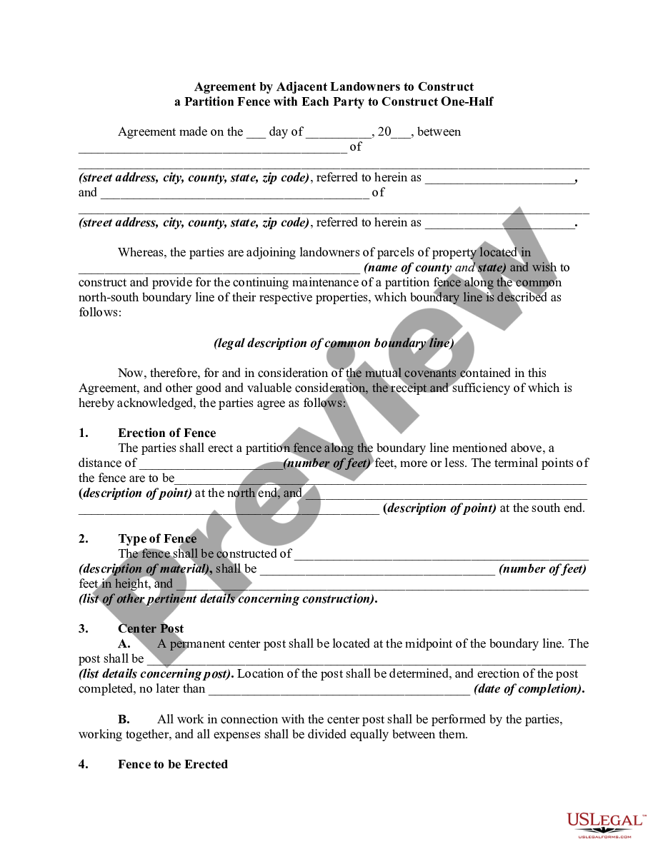 Neighbor Fence Agreement Template For Employees US Legal Forms