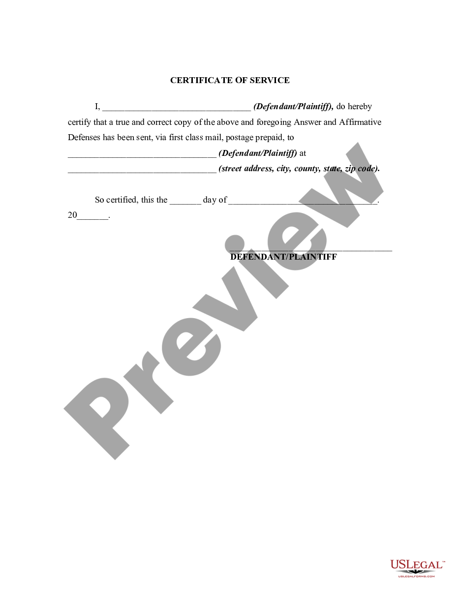 Certificate of Service Certificate Service US Legal Forms