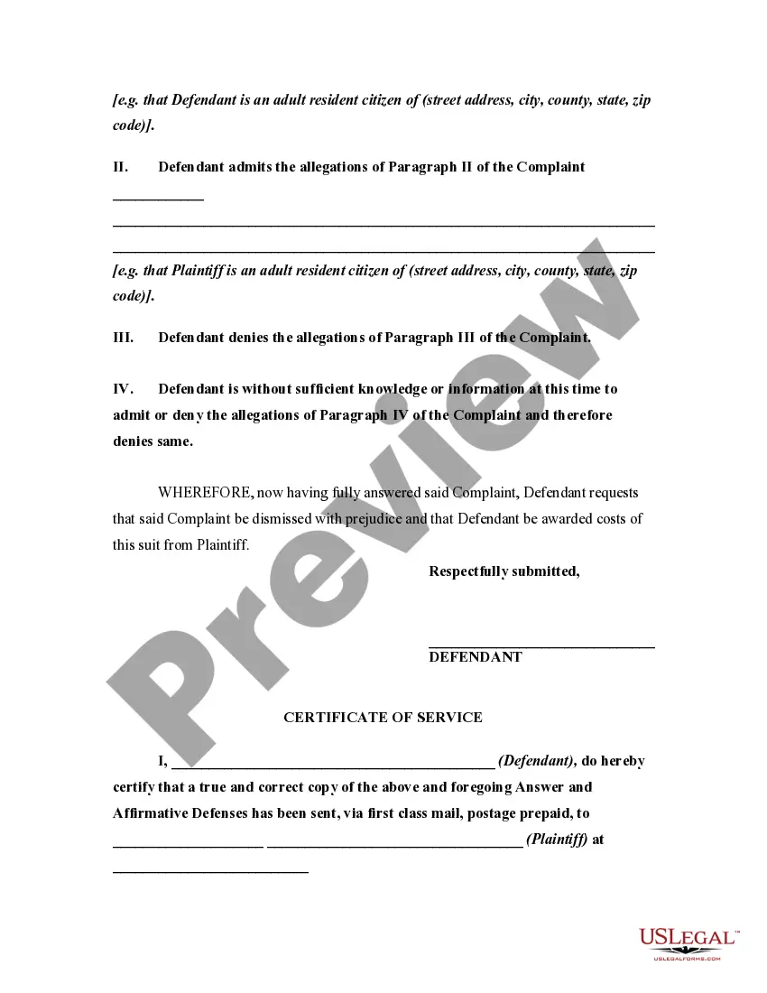 Get Answer by Defendant in a Civil Lawsuit Alleging the Affirmative Defense of Fraud Preview Answer by Defendant in a Civil Lawsuit Alleging the Affirmative Defense of Fraud