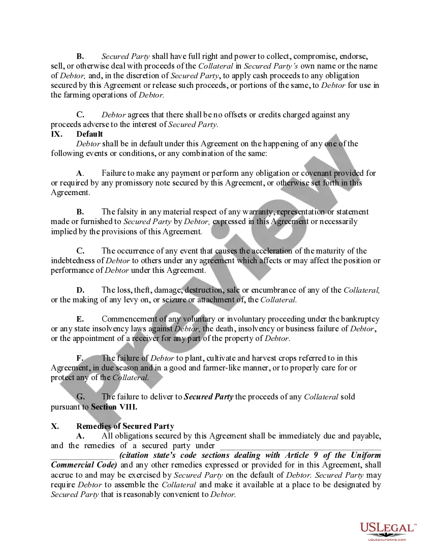 Get Security Agreement with Farm Products as Collateral Preview Security Agreement with Farm Products as Collateral
