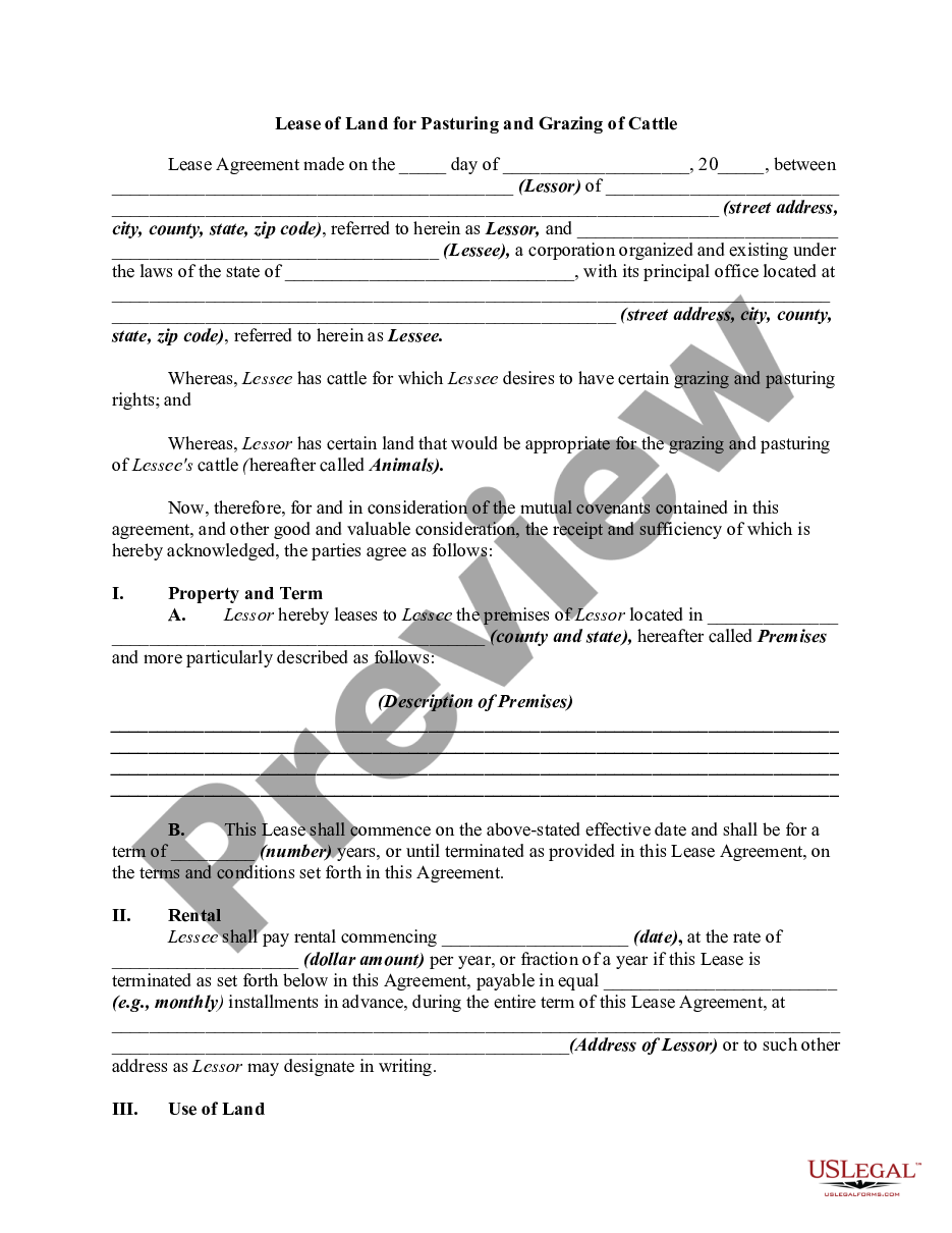Free Simple And Short Pasture Hay Lease Agreement Form Printable Form